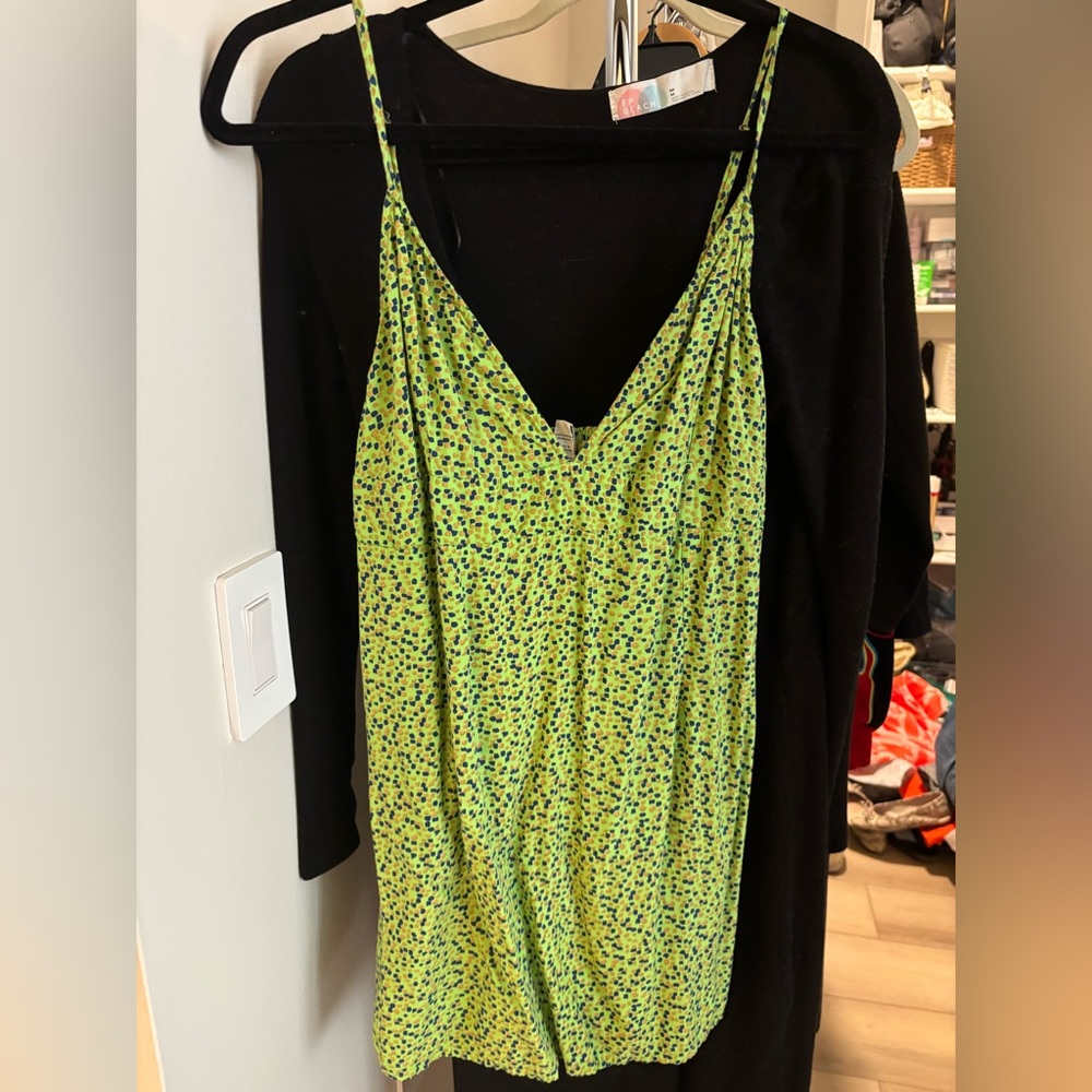 Valija Green and Blue Spaghetti Strap mini Dress